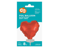 Balon foliowy 8cm serce na patyczku czerwone GoDan